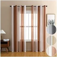 Qelus Vorhang Moderne Streifen-Voilegardinen, 2er-Set, Lichtdurchlässig & Elegant, Semi-Transparent, Mit Ösen, 3 Farben, Für Wohnzimmer & Schlafzimmer