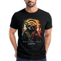 Neverless Print-Shirt Herren T-Shirt Musik DJ Chill Faultier Print Aufdruck Relax Sommer mit Print