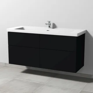 Sanipa 3way Waschtischunterbau zu Villeroy & Boch Subway 3.0 Waschtisch mit 4 Auszügen, Schwarz-Matt SF85008