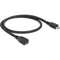 USB 2.0 Verlängerungskabel, Micro-USB Stecker > Micro-USB Buchse schwarz, 0,5 Meter, doppelt geschirmt