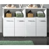 Inn.Furn Badkommode Cover (Spar-Set 2x Badschrank in Weiß Hochglanz, gesamt 120 x 80 cm, 2x 60 x 80 cm), einzeln oder als Doppelkommode