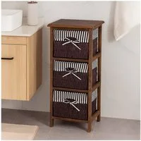 HTI-Living Badregal Praktisches Regal aus Paulowniaholz mit 3 Körben, Stück 1-tlg., Badregal Schubladenkommode