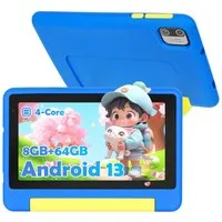 BUFO 7 Zoll Kindersicherung 64GB ROM+128GB Erweiterbar Android 13 HD Kinder Tablet (7", 64 GB, Android 13, WiFi, Robustes Tablet für Kinder mit Schutzhülle & Elternkontrolle)