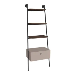 VitrA Plural Regalleiter mit 3 Echtholz-Ablagen und Schubladen-Modul 59 x 35 x 159 Taupe Matt,80494 80494