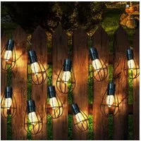 NOWA LED Solarleuchte, LED-Leuchtmittel fest verbaut, Warmweiß, Solar Lichterkette Aussen Solarlampe 10x LED Laternen Garten Retro