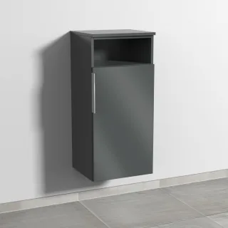 Sanipa 3way Mittelschrank mit 1 Tür und 1 offenem Fach, Anthrazit-Glanz, UF13579 UF13579