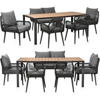 Swing&Harmonie Gartenlounge-Set für 4-6 Personen mit Tisch, Sofa, Stühle, Esstisch, (wetterfest, WPC-Tischplatte, Seilgeflecht Lounge, inkl. Kissen Sienna Garten Sitzgruppe), Outdoor Essgruppe