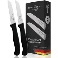 Schwertkrone Kochmesser Messer Solingen Küchenmesser Schälmesser 2er Gemüsemesser, Premium Quality Allzweckmesser Germany rostfrei Dünnschliff