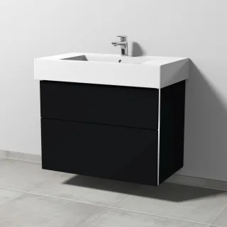 Sanipa 3way Waschtischunterbau zu Duravit Vero Waschtisch mit 2 Auszügen, Schwarz-Matt BS71808