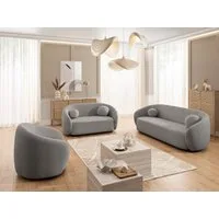 S-Style Möbel Polstergarnitur 3+2+1 Roundi, Bouclé, Luxus & Moderne Kollektion