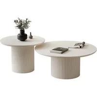 Lookway Couchtisch OVI-Tischset mit geriffelter Basis (2er Set), Durchmesser: ⌀80 cm und ⌀60 cm