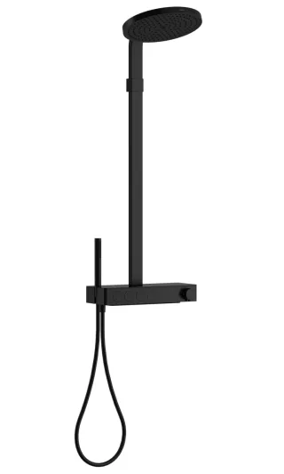 VitrA Prime Round Thermostat-Duschsystem mit Kopf-, Handbrause Schwarz Matt,A4731336 A4731336