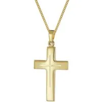trendor Panzerkette Kreuz-Anhänger Gold 333/8K mit vergoldeter