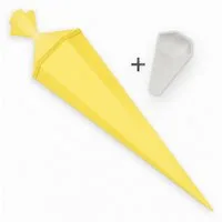 itenga Schultüte itenga Set Gelb Bastelschultüte Rohling 85 cm eckig + Schultüten Spitz