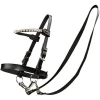 My Hobby Horse Steckenpferd Zaumzeug für Steckenpferde, schwarz mit silbernen Steinen