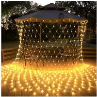 Rosnek LED-Lichternetz 31V, 8 Modi, Lichterkette Außen, Timer, für Weihnachtsfeier Deko, 2x3M/4x6M, Speicherfunktion