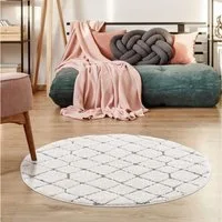 Carpet City Hochflor-Teppich Focus 4499, rund, Höhe: 20 mm, Boho-Teppich, Hochtief-Muster/ 3D-Effekt, für Wohnzimmer, Schlafzimmer