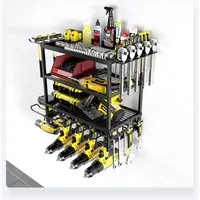 GarveeMore Werkzeughalter Power Tool Organizer Wandhalterung Garage Werkzeug Aufbewahrungsregal, 2/4 Lagen Metall Werkzeug Organizer für Garage Werkstatt