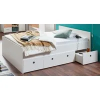 arthur berndt Stauraumbett Rosanna, Jugendbett mit viel Stauraum, 2 Breiten (90cm + 120cm), mit Melamin-Oberfläche, 3 Schubkästen auf Rollen, MADE IN GERMANY
