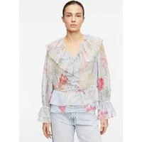 comma Langarmbluse Bluse Feminine Chiffonbluse mit Volant-Details