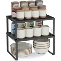 SONGMICS Gewürzregal Küchen-Organizer, 4-tlg., Gewürzhalter, erweiterbar, stapelbar, 2/4er Set