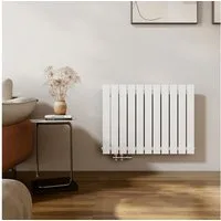 EMKE Heizkörper Einlagig Flach Horizontal Design Paneelheizkörper Höhe: 63cm, Seitenanschluss Weiß