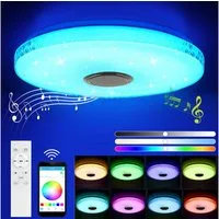 oyajia LED Deckenleuchte 40W Kristall LED Deckenlampe mit Bluetooth Lautsprecher, RGB Dimmbare, LED fest integriert, Kaltweiß/Naturweiß/Warmweiß/RGB Farbwechsel, LED Kristall Sternenhimmel Lampe Ø40cm,für Schlafzimmer Wohnzimmer Bad