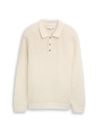 Tom Tailor - Strickpullover mit Polokragen Gardenia White - Gr. - XXL