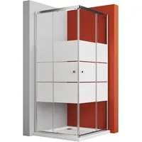 Boromal Eckdusche Duschkabine Eckeinstieg Schiebetür Duschabtrennung Milchglas H:185cm, BxT: 80x80 cm, Sicherheitsglas, Aluminiumrahmen, Aluminiumprofil, Easy Clean Funktion, Links und Recht montierbar