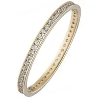 JOBO Fingerring schmal, 333 Gold mit Zirkonia rundum
