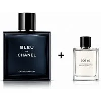 CHANEL Duft-Set Bleu de Chanel EdP 100 ml inkl. Bonus Eau de Toilette 100 ml, 2-tlg., Händlerbundle mit zusätzlichem Eau de Toilette 100 ml Bonus