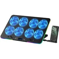 AIMAX Notebook-Kühler Laptop Kühler 7 Höhenverstellbar & Handyständer Cooler, 2 USB Ports & Einstellbarer Geschwindigkeit Kühlständer