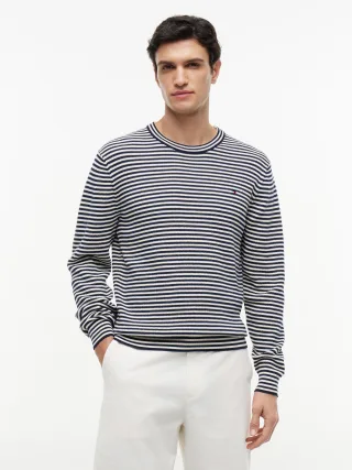 SEASONAL STRUCTURE CREW NECK Carbon Navy/Ivory Petal - Gr. - L