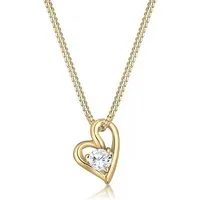 Elli Premium Kette mit Anhänger Herz Zirkonia Weiß 585 Gelbgold, Herz