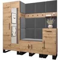 ABIKS MÖBEL Garderoben-Set ARTIN Set 13 Garderobe mit gepolsterten Paneelen, Industriell Design