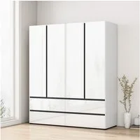 OTTO home Kleiderschrank Kollin Schlafzimmerschrank mit 4 Türen und 4 Schubladen Garderobe (Extra Schrankhöhe von 2,10m für mehr Ordnung und Übersicht) Drehtürenschrank mit perfekter Innenausstattung, hochglanz Fronten