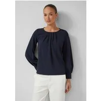 s.Oliver Langarmbluse T-Shirt Bluse aus Jersey-Crêpe mit Faltendetails