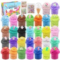 AURIVION Knete Fluffy Butter Slime Set, DIY Zauberknete & magischer Schleim Kit (Set, 30-tlg., für Jungen und Mädchen Party Favor), Dose Modelliermasse Knete wunderschöne Farben Kinder Geschenk)