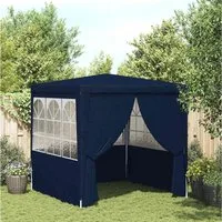 furnicato Partyzelt Blau 2 x 2 x 2,4 m mit UV- und wasserbeständigem Material, Stabiles Pavillon-Zelt mit Seitenwänden und rostfreiem Stahlrahmen