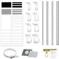 Zaewry Ringmaß 17 Stück Ringgrößenversteller Set (4 Transparente Spiralfaden für Ringgrößenbestimmung, 17-tlg., 8 Größen Transparente Ringeinsteller), mit Ringgrößenanpassung Abstandshalter,Poliertuc