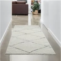 Carpetia Teppich Skandinavisch Wohnzimmerteppich Hochflor Rautenmuster weiß schwarz, rechteckig, Höhe: 30 mm