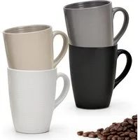 matches21 HOME & HOBBY Tasse Kaffeetassen 4er Set Steingut einfarbig matt metallic Unifarben, 4-tlg., Keramik, Tee Kaffee-Becher, modern, weiss beige grau schwarz, 300 ml