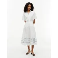 Tommy Hilfiger Blusenkleid POPLIN FLRE SS MIDI SHRT DRS Baumwolle