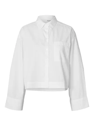 selected men - Cropped Shirt - Slfastha weiß - Gr. - 40