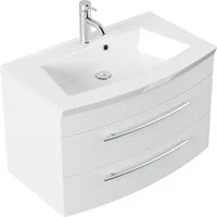 Magnolia Home Waschtisch Badmöbel Bella 80 mit runder Front SoftClose lackiert weiss matt