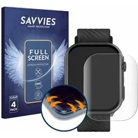 Savvies Displayschutzfolie Fullscreen Schutzfolie für Yuede Smartwatch 2", 4 Stück, Displayschutz Folie Fullcover Klar Transparent