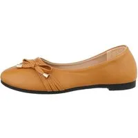 Ital-Design Damen Freizeit Ballerina (85894115) Blockabsatz Klassische Ballerinas in Camel