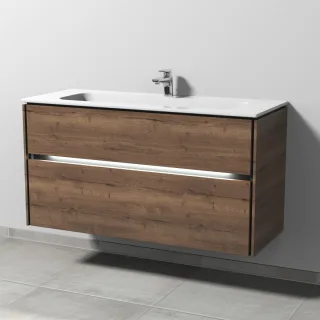 Sanipa Twiga Keramik-Set Design mit 2 Auszügen und LED-Beleuchtung, Eiche-Tabak, SL25250 SL25250