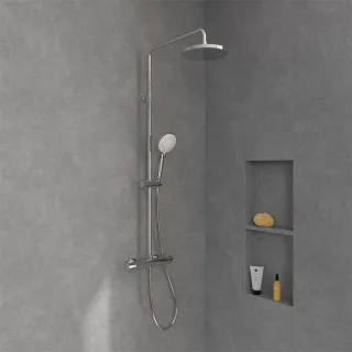 Villeroy & Boch Universal Showers Duschsystem TVS10900200061 mit Thermostat, Wandmontage, chrom