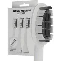 Zahnheld Aufsteckbürsten Ersatzbürsten Basic Medium - ideal für Schallzahnbürste Gero, im 3er, 6er oder 9er Set, Zahnpflege Set, mittelharte Wechselköpfe, plastikfrei verpackt, 3 Stück, weiß